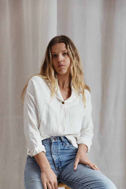 80's Gianni Versace Drape Neck Collar Blouse